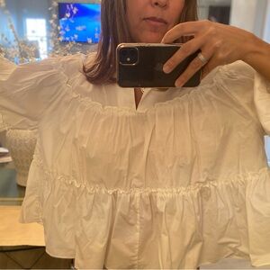 Marc New York White Ruffled Blouse